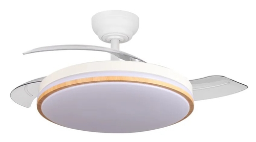 ABRILA PARLATORE Blanco-Haya - Ventilador de Techo Aspas Retráctiles 60W