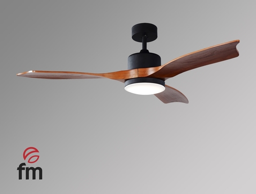 FM VT-4000 L Negro-Madera - Ventilador de Techo 3 Aspas con Luz