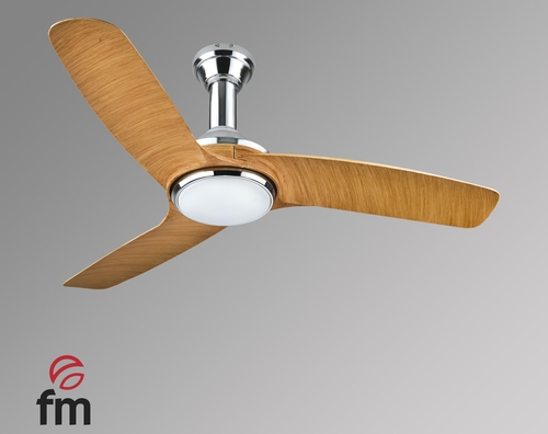 FM VT-3005L INOX-Madera - Ventilador de Techo 3 Aspas con Luz
