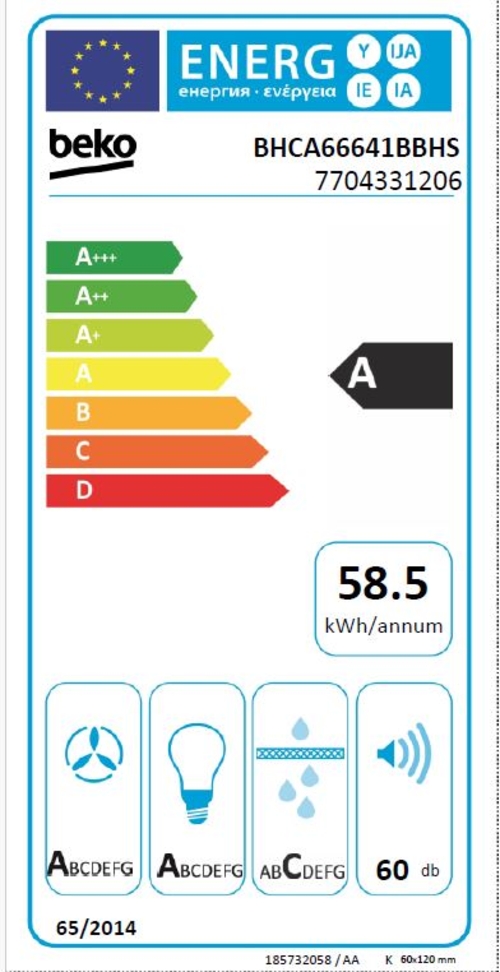 BEKO BHCA-66641-BBHS Negro - Campana Decorativa 60CM