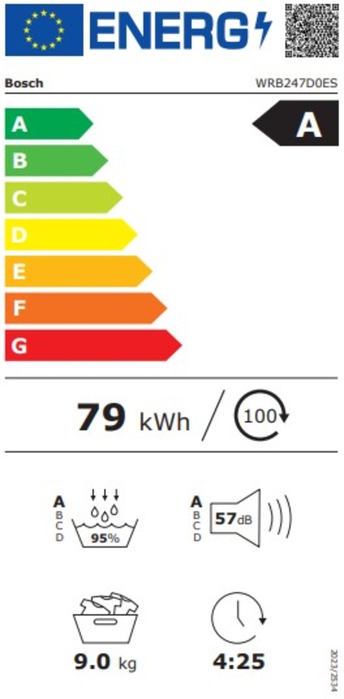 BOSCH WRB247D0ES Blanco - Secadora Bomba de Calor 9KG