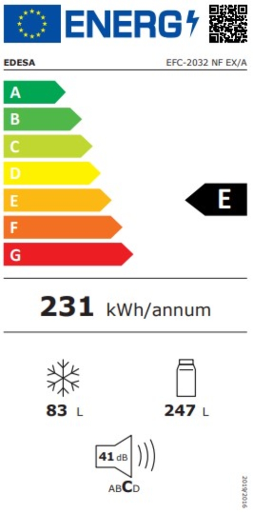 EDESA EFC-2032 NF EX INOX - Frigorífico Combi No Frost