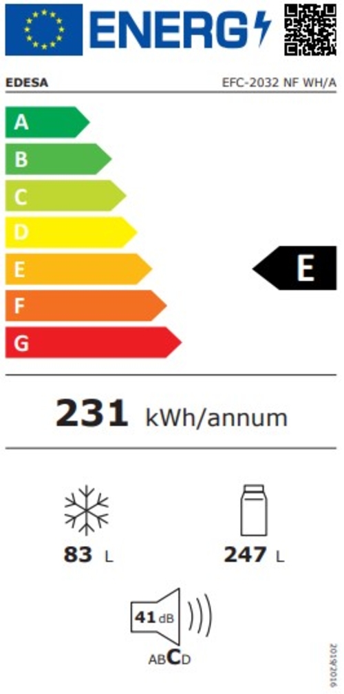 EDESA EFC-2032 NF WH Blanco - Frigorífico Combi No Frost