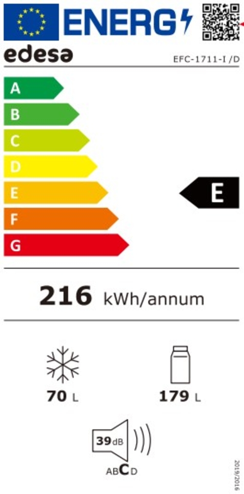 EDESA EFC-1711-I Integrable - Frigorífico Combi No Frost