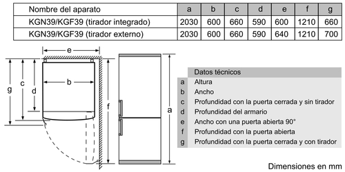 BOSCH KGN39VWEB Blanco - Frigorífico Combi No Frost
