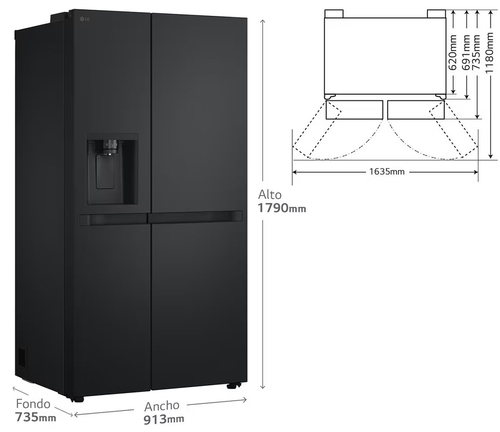 LG GSLC41EPPE Negro Grafito - Frigorífico Side by Side No Frost