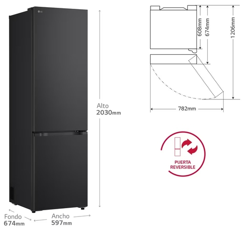 LG GBBS726CEV Acero Grafito - Frigorífico Combi No Frost