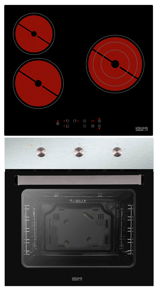 KROMSLINE KV-3F-RA-25+KHI-405-G - Conjunto Vitrocerámica Eléctrica + Horno INOX