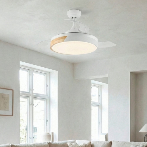 ORBEGOZO CP 155105 Blanco-Madera - Ventilador de Techo Aspas Retráctiles 35W