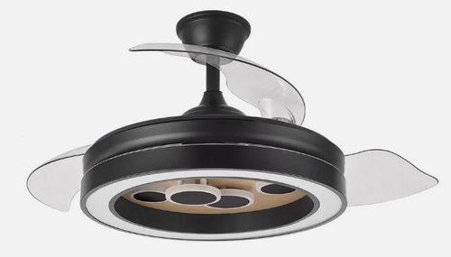 ABRILA CUPIDO Negro-Madera - Ventilador de Techo 3 Aspas Retráctil