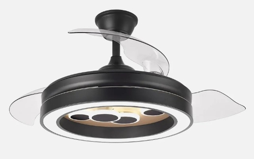 ABRILA CUPIDO Negro-Madera - Ventilador de Techo 3 Aspas Retráctil