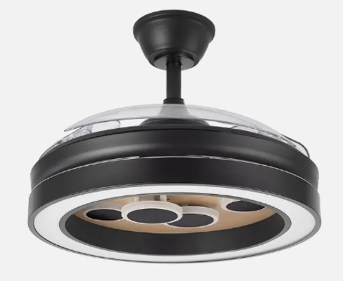 ABRILA CUPIDO Negro-Madera - Ventilador de Techo 3 Aspas Retráctil