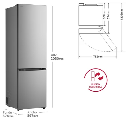 LG GBBS322BPY INOX  - Frigorífico Combi No Frost