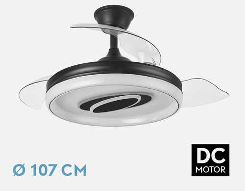 ABRILA MARACANA Negro - Ventilador de Techo 3 Aspas Retráctil