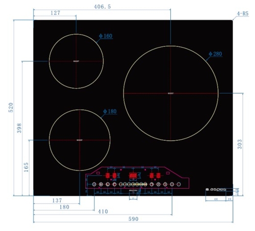 ASPES AI3603S Negro - Vitrocerámica de Inducción 60CM