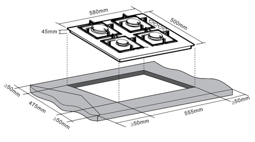 ASPES AG4601X INOX - Placa de Gas 50CM