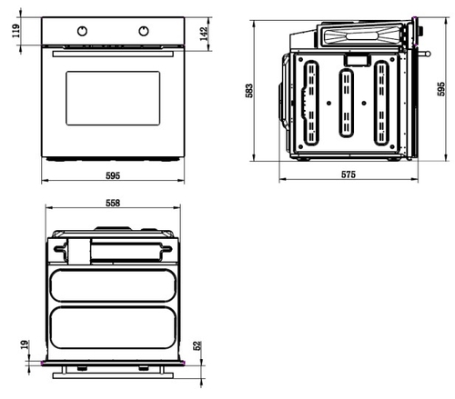 ASPES AH4701EB Blanco - Horno Convencional 75L