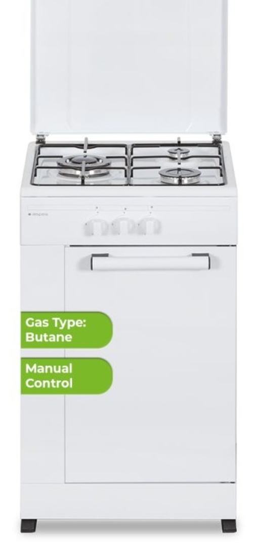 ASPES AKG3500PB Blanco - Cocina 3 Fuegos 50CM