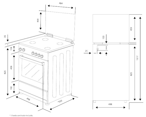 ASPES AKG4500TM Blanco - Cocina 4 Fuegos 50cm