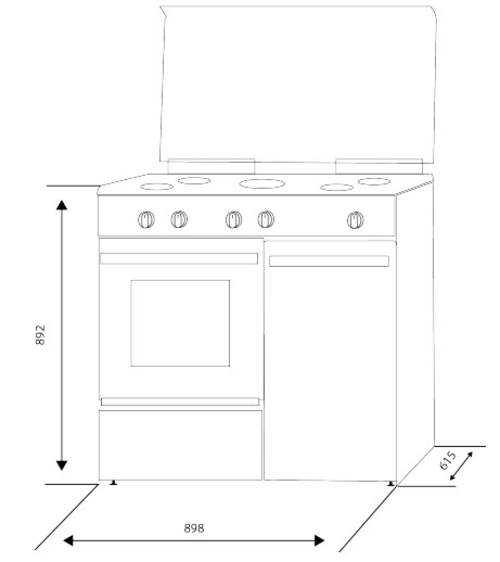 ASPES SKU: AKGW5901PB Blanco - Cocina 5 Fuegos 90CM