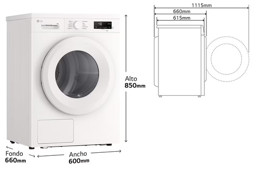 LG RHX1009NWH Blanco - Secadora Bomba de Calor 9KG