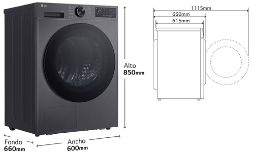 LG RHX5009TBB Acero Grafito - Secadora Bomba de Calor 9KG