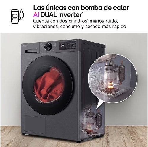 LG RHX5009TBB Acero Grafito - Secadora Bomba de Calor 9KG
