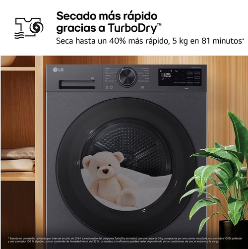LG RHX5009TBB Acero Grafito - Secadora Bomba de Calor 9KG