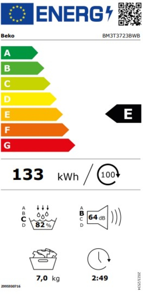 BEKO BM3T3723BWB Integrable Sin Color - Secadora Bomba de Calor 7KG