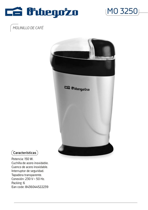 ORBEGOZO MO-3250 INOX - Molinillo De Café 150W