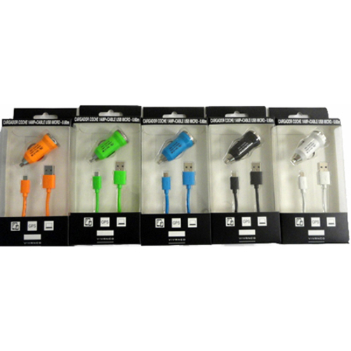 Cargador de Coche Vivanco SD 1Amp+Cable  1000MAH 60CM   