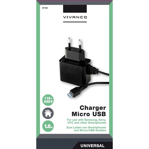 Cargador Vivanco AC/DC Apapter With Micro USB Plug 1000 31755