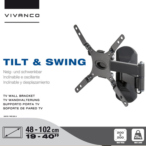 Soporte TV Vivanco WB 200 A 2brazos