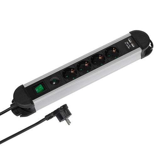VIVANCO ALU 4 WAY POWER SOCKET PROFESSIONAL Negro - Regleta 1.6M