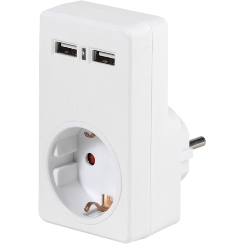 Adaptador Vivanco A 1W2USB USBx2 2.1A Schuko Blanco  