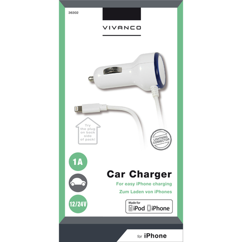 Cargador de Coche Vivanco 36302 Iphone 1a Blanco 1 Metro
