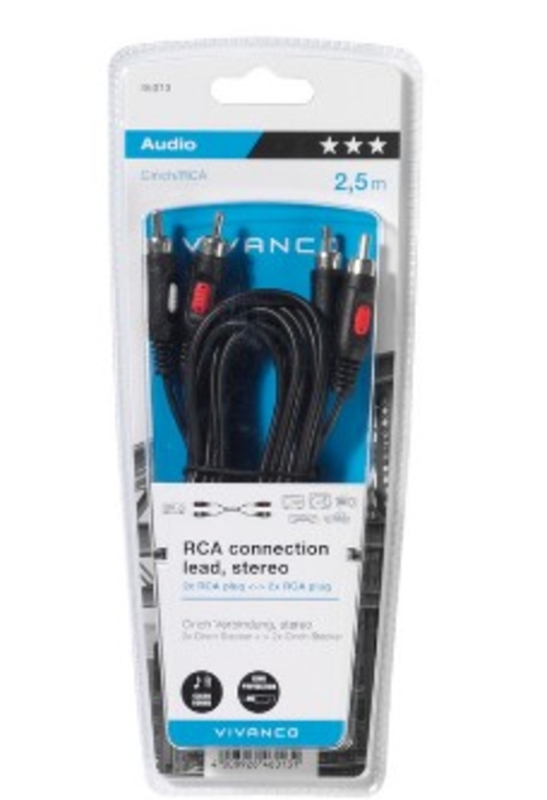 Cable Vivanco 46013 2 Conectores RCA Negro 2.5 Metros