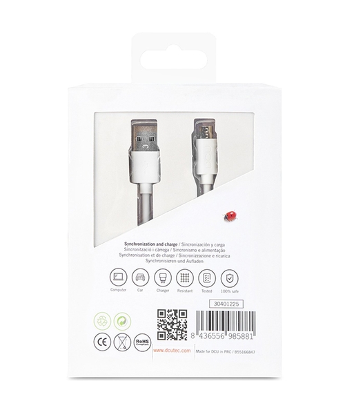 Cable DCU 30401225 USB - Micro USB Blanco Redondo 1M