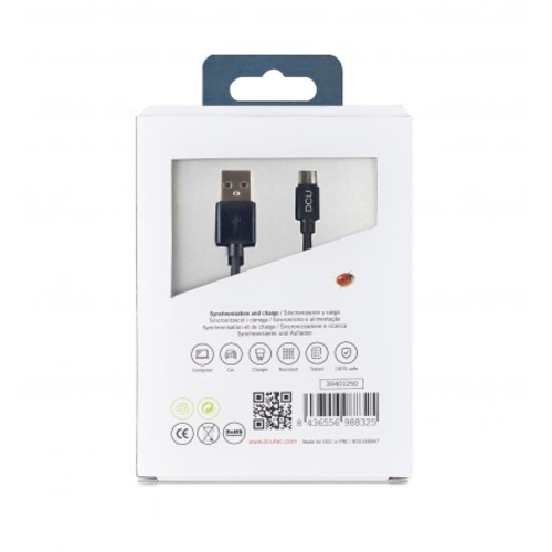 Cable DCU 30401250  USB Tipo A- Micro USB Rizado Negro  