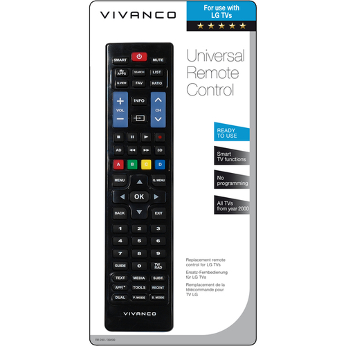 VIVANCO LG-2000  57 teclas Negro - Mando Universal TV