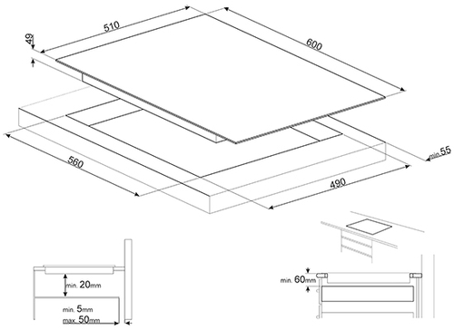 Vitrocerámica de Inducción SMEG SI5632D 3 Fuegos