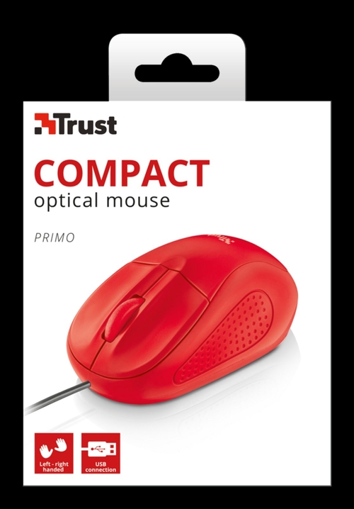 Ratón Trust Primo Compact Rojo 150CM Óptico 1000DPI USB    