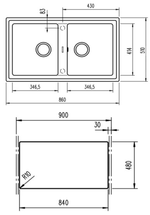 Teka STONE 90 B-TG 2C - Fregadero 2 Senos 90CM