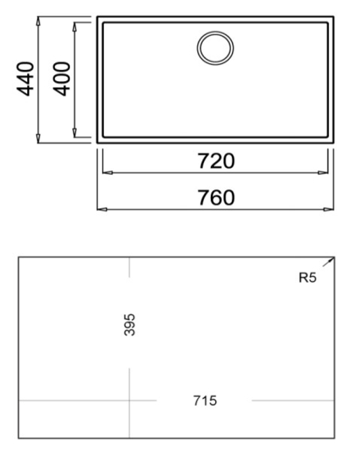 Teka SQUARE 72.40 TG - Fregadero 1 Seno 60CM