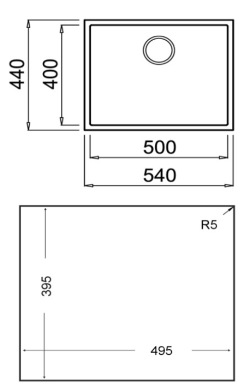 Fregadero Teka SQUARE 50.40 TG NEGRO Tegranite 1 Seno