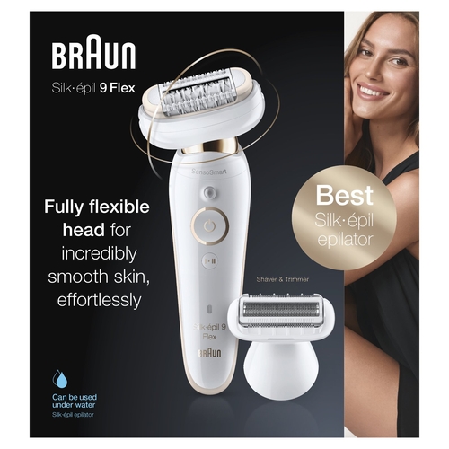 BRAUN SILK-EPIL 9002 FLEX SENSOSMART Blanco-Oro - Depiladora Batería