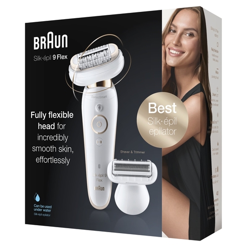 BRAUN SILK-EPIL 9002 FLEX SENSOSMART Blanco-Oro - Depiladora Batería