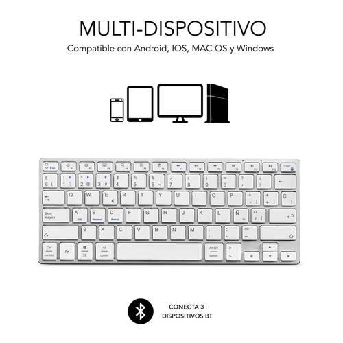Teclado Inalámbrico Subblim SUB-KB-3ADC200 Plata 30 Días