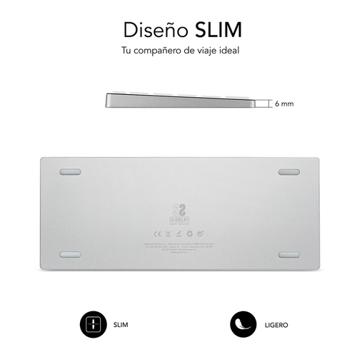 Teclado Inalámbrico Subblim SUB-KB-3ADC200 Plata 30 Días
