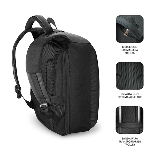 Mochila Antirrobo Subblim SUB-BP-3SA1000 Portátil Negro 16"    